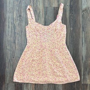 L.A. Hearts PacSun Corset Lined Mini Dress Sz Medium Yellow Pink Cherries Lemons